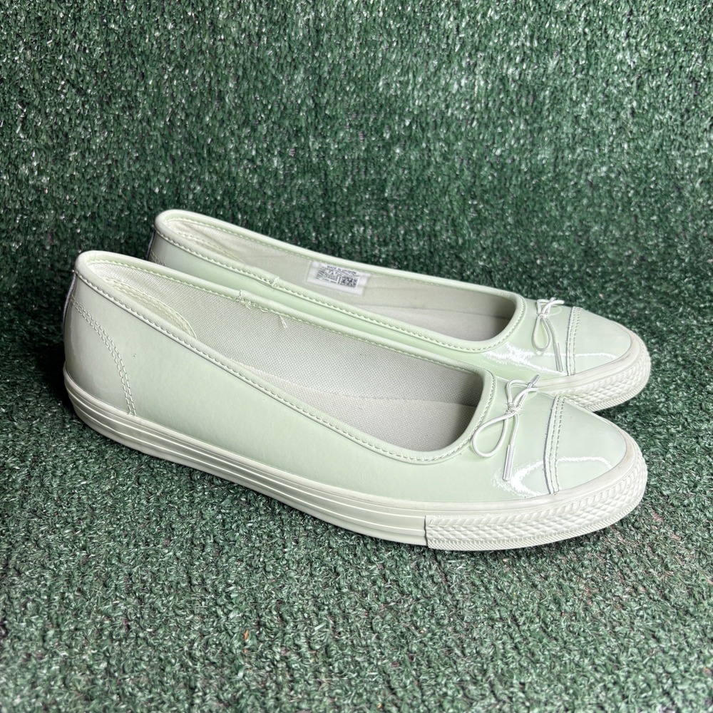 NEW Converse All Star Dainty Patent Leather Ballerina Flat Mint Green Womens 10